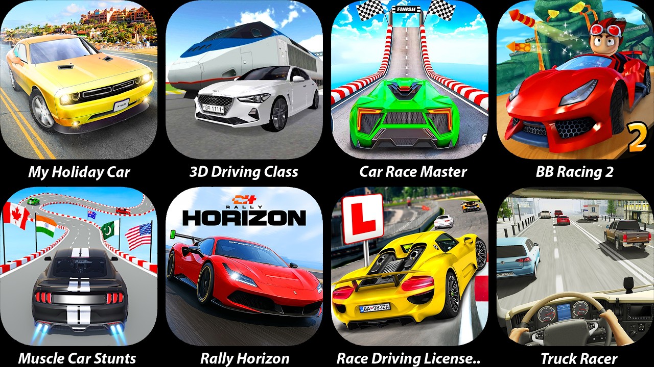 My Holiday Car,3D Driving Class,Car Race Master,BB Racing 2,Muscle Car Stunts,Rally Horizon