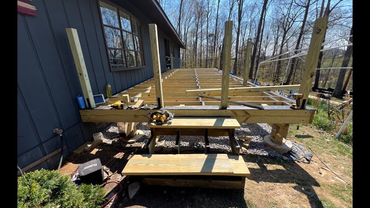 LIVE Deck Build | Installing Railing Posts with Blocking + Starting Trex Picture Frame Decking