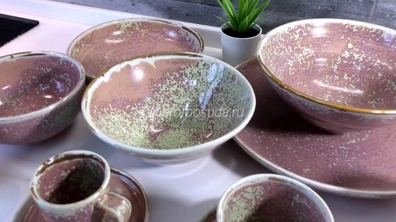 Розовая фарфоровая посуда Peony Kunstwerk
