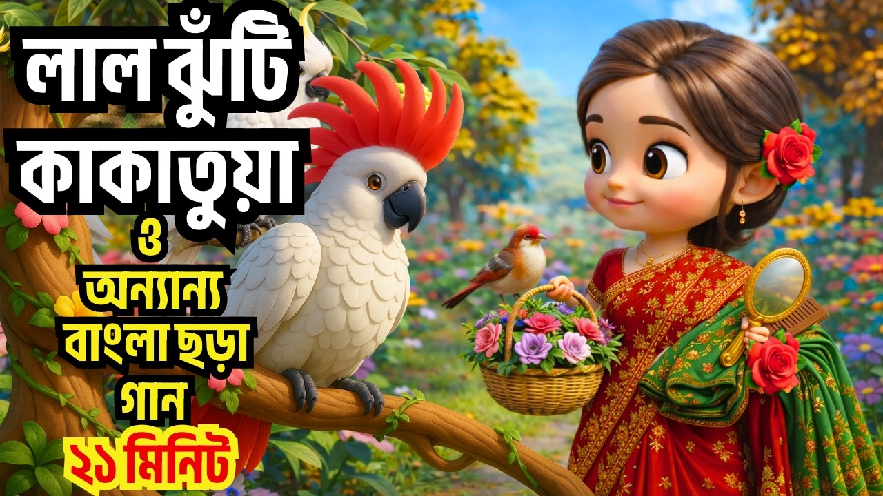 লাল ঝুঁটি কাকাতুয়া। Bulbul Pakhi Moyna Tiye & More Bengali Rhymes Collection For Kids।ChottoDuniya।।