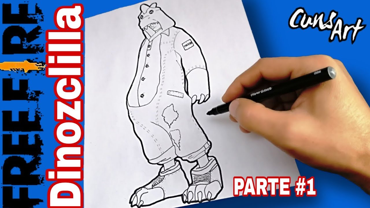 COMO DIBUJAR A DINOZCLILLA DE FREE FIRE | PARTE #1 | DIBUJOS DE FREE FIRE | how to draw dino jeans