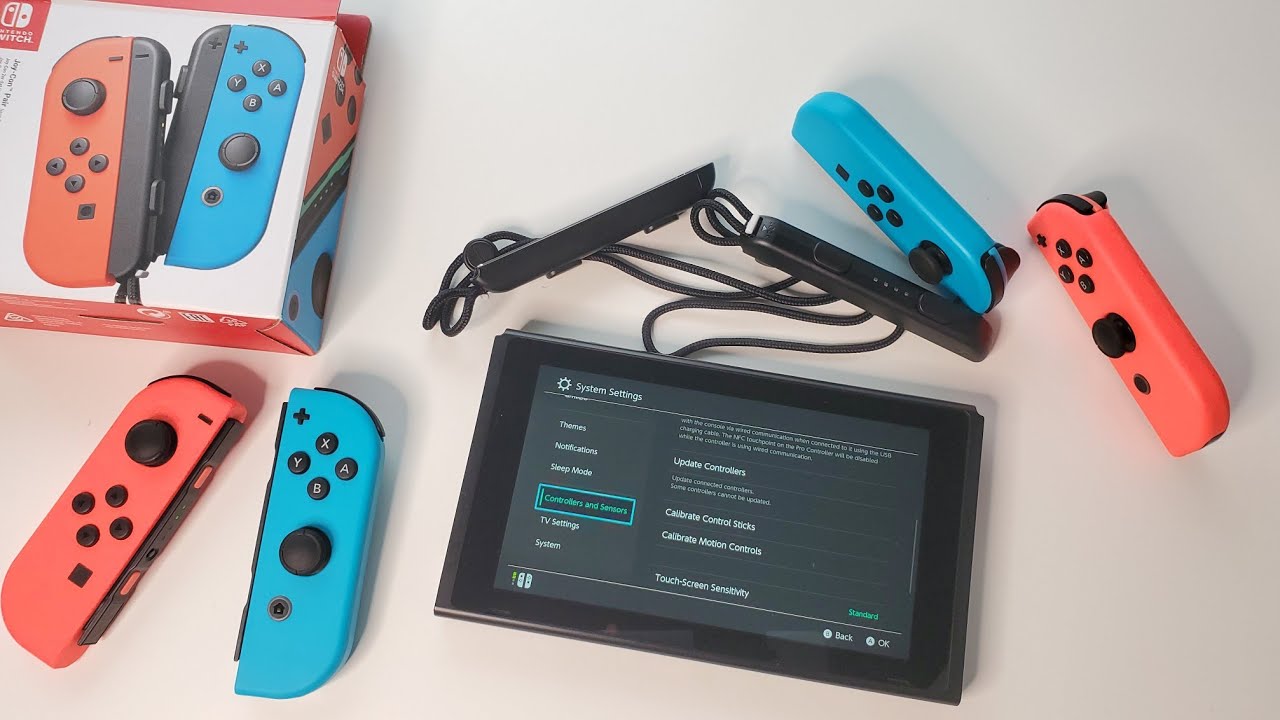 Распаковка джойконов R/L неоново-красного/синего цвета для Nintendo Switch