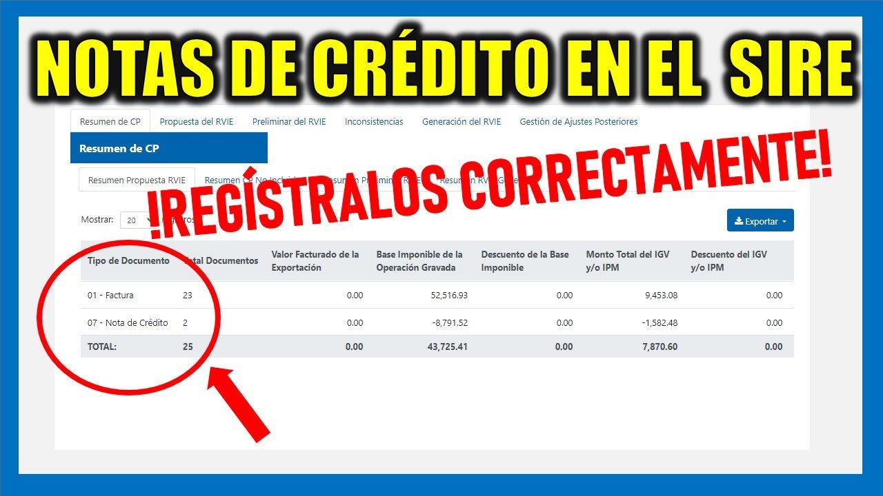 SIRE SUNAT |¿Cómo anotar las NOTAS DE CRÉDITO en el SIRE?