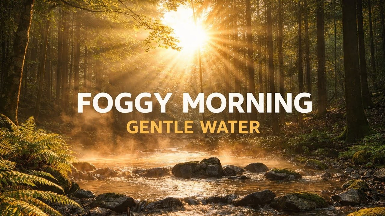 Peaceful Foggy Morning Stream 🌫️ 1 Hours Gentle Water Sounds for Relaxation