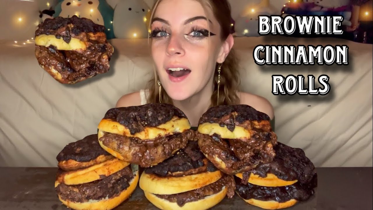 GOOEY CHOCOLATE BROWNIE CINNAMON ROLL MUKBANG! (Vegan) (No Talking)