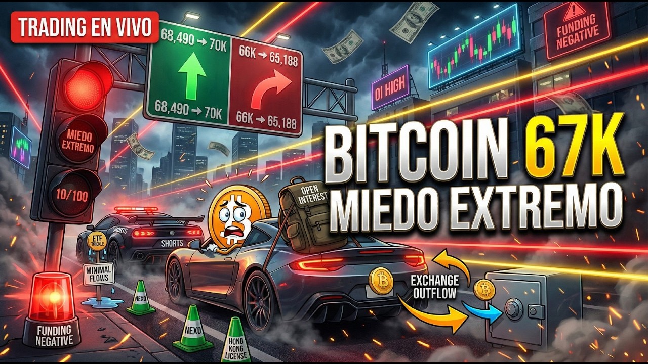 Bitcoin Hoy 🚨 Miedo Extremo 10/100: ¿BTC aguanta 67K o cae a 65K? | Trading en Vivo 🔴