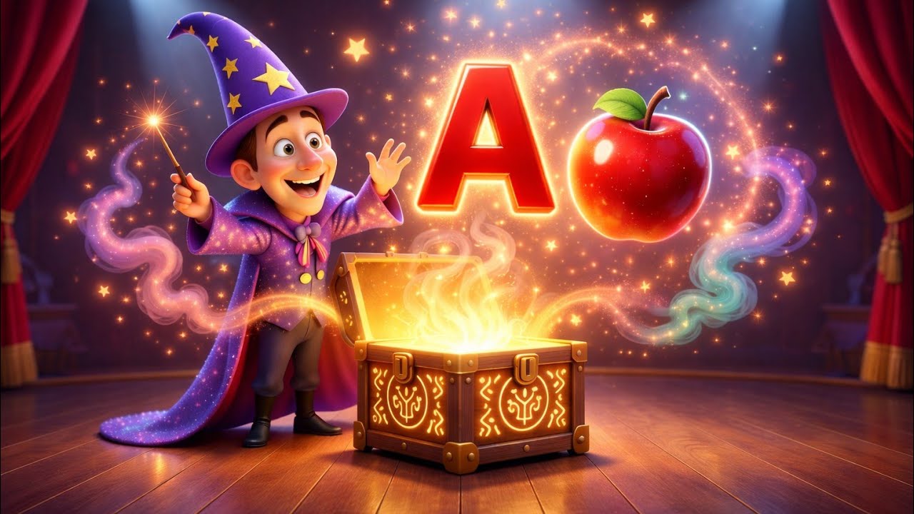 Learn A for Apple with Magic Trick 🎩✨ | ABC for Toddlers | Kiddos Kid