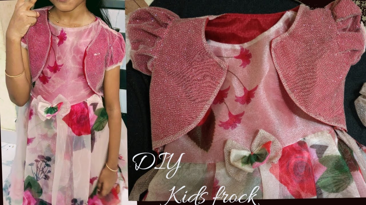Beautiful Layer kids Frock With Puff Sleeve Blouse (Jacket) Cutting and Stitching/Very Easy Dress