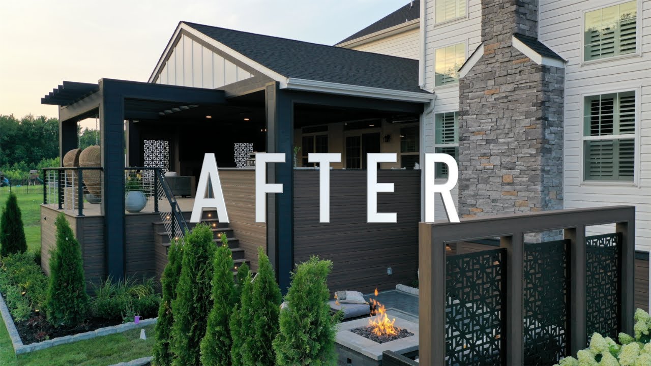 INCREDIBLE BACKYARD MAKEOVER!! Covered Deck and Patio Transformation Time Lapse