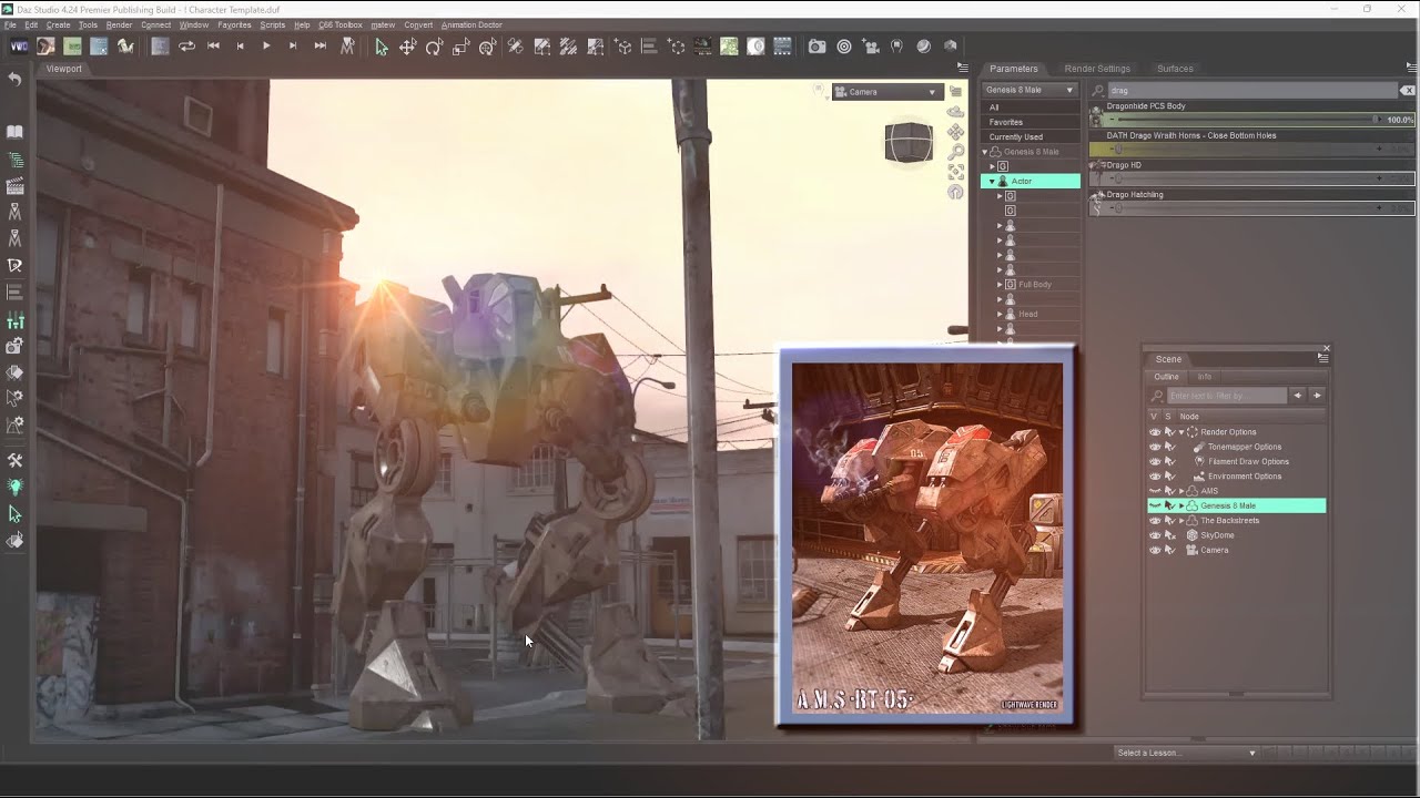 G8M to ARS Mech Concept A | Animating in Daz Studio