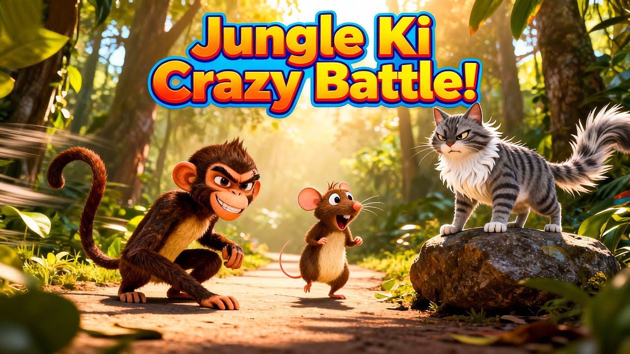Bandar vs Billi! Jungle Ki Crazy Battle | Funny Adventure Cartoon