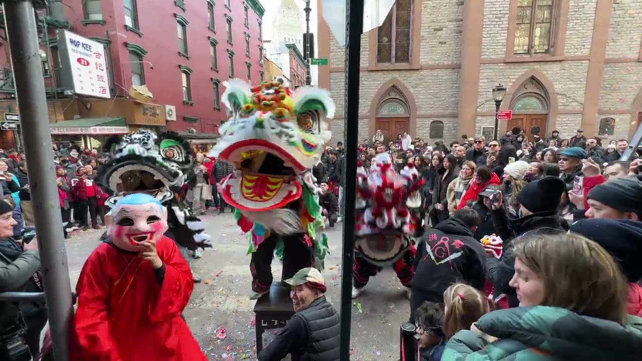 New York Chinese Freemasons- 洪青 Hung Ching- NYCFMAC @WingOnWo 2025 Chinese New Year Lion Dance🦁🥬🍊🐍