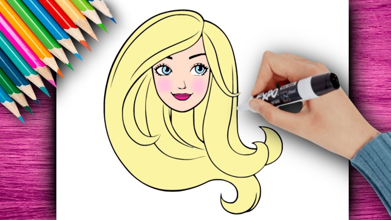 COMMENT DESSINER LE VISAGE DE BARBIE AUX LONGS CHEVEUX, DESSIN POUR FILLES