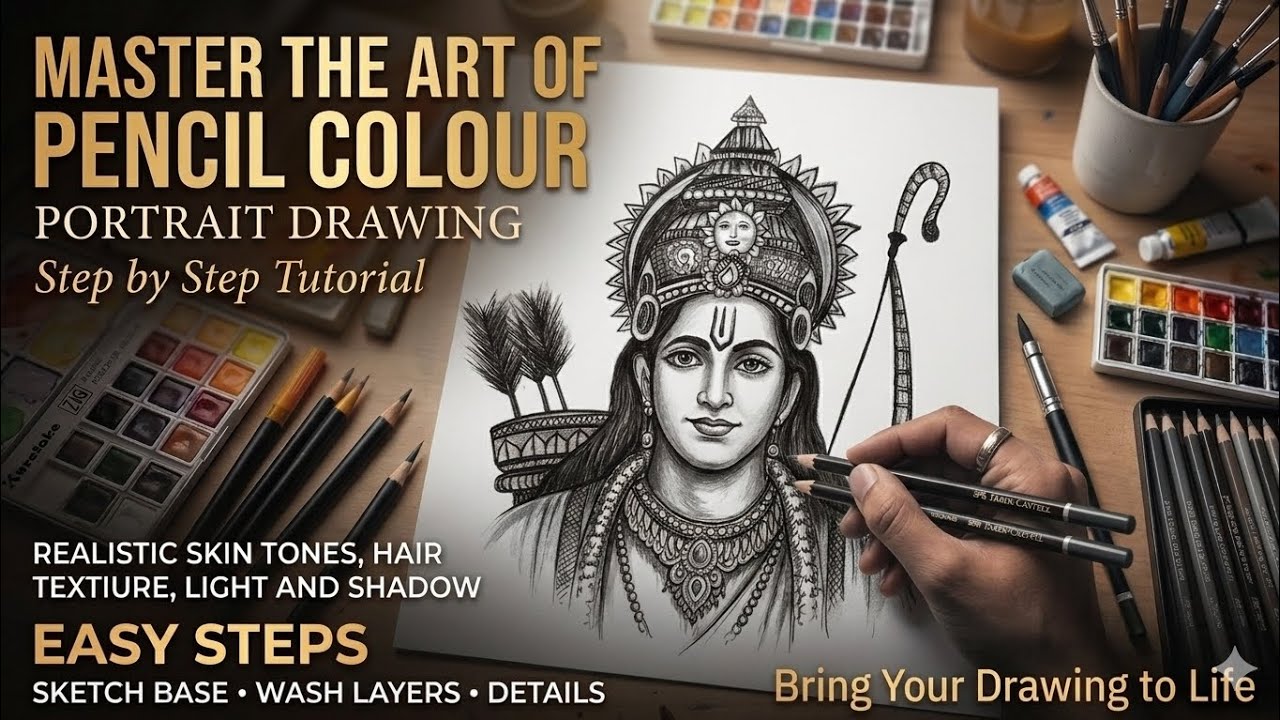 How to Draw Ram Ji Ram Navami Drawing 🏹🎨 | Easy Rama Drawing for Beginners