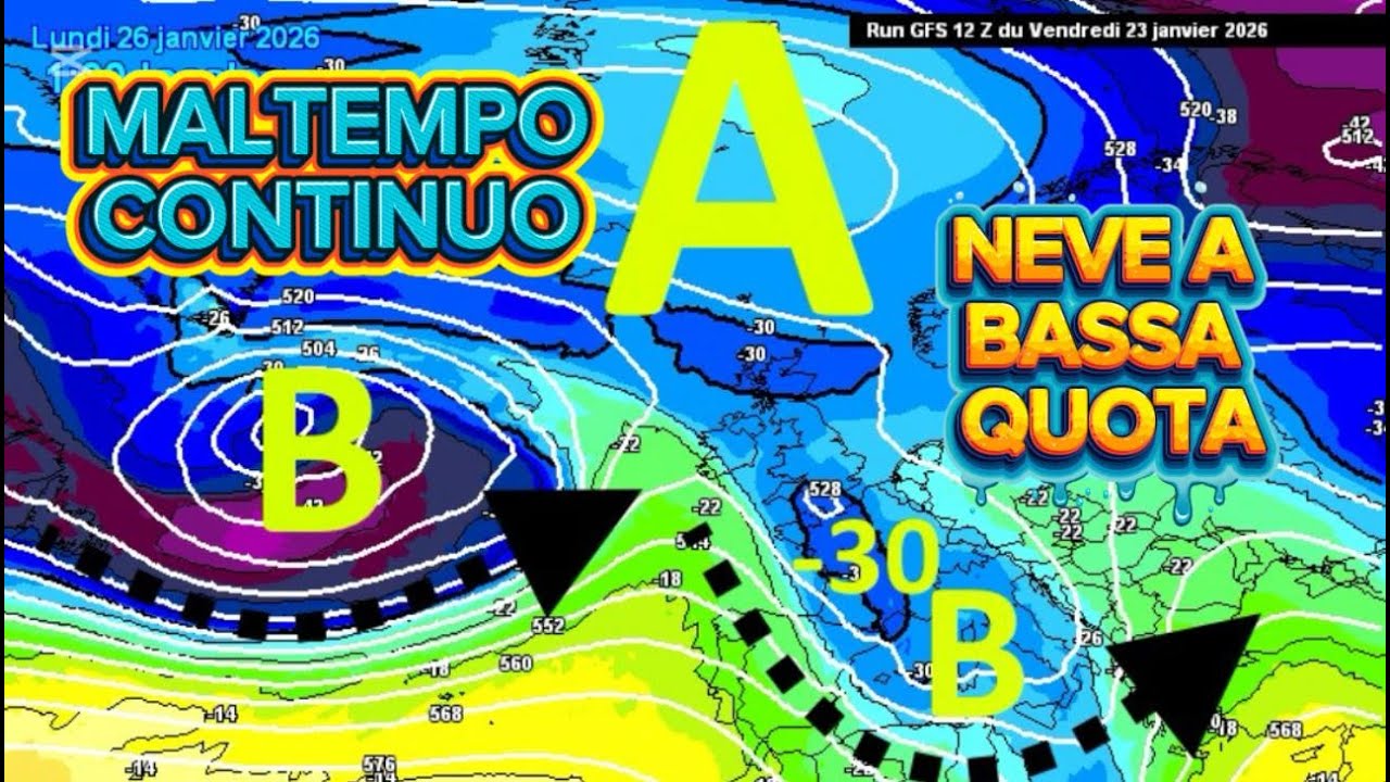 METEO - QUANTO MALTEMPO, ANCHE CON NEVICATE A QUOTE PIANEGGIANTI, INVERNO PIENO !!