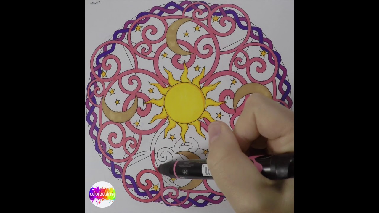 Sun and Moon Mandala Coloring Timelapse Video