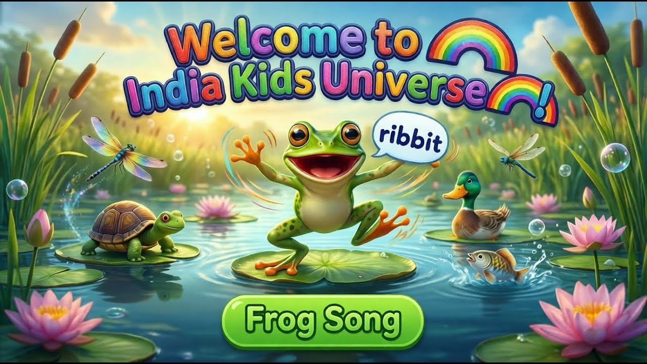 Frog Song for Kids | Hop Hop Frog | Fun Animal Learning Song | 🌈 India Kids Universe