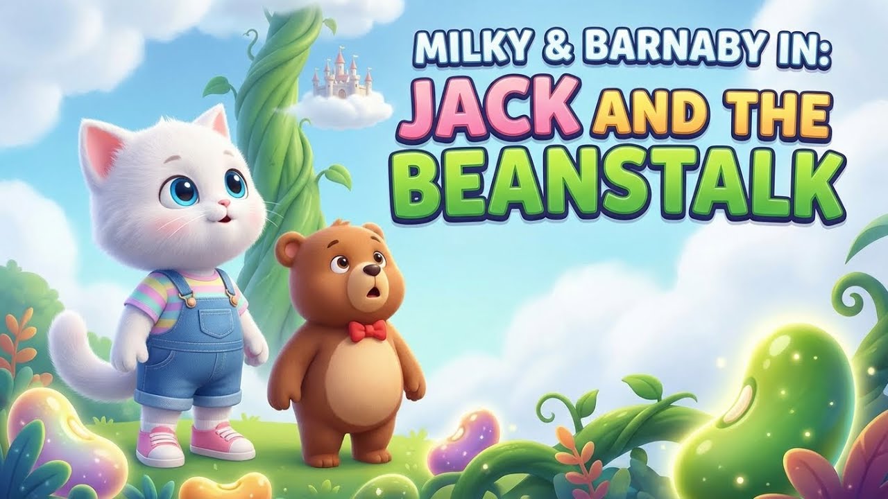 Cute cat and bear Story | Wow! The Magic Beans grew SO BIG! 🌱😲