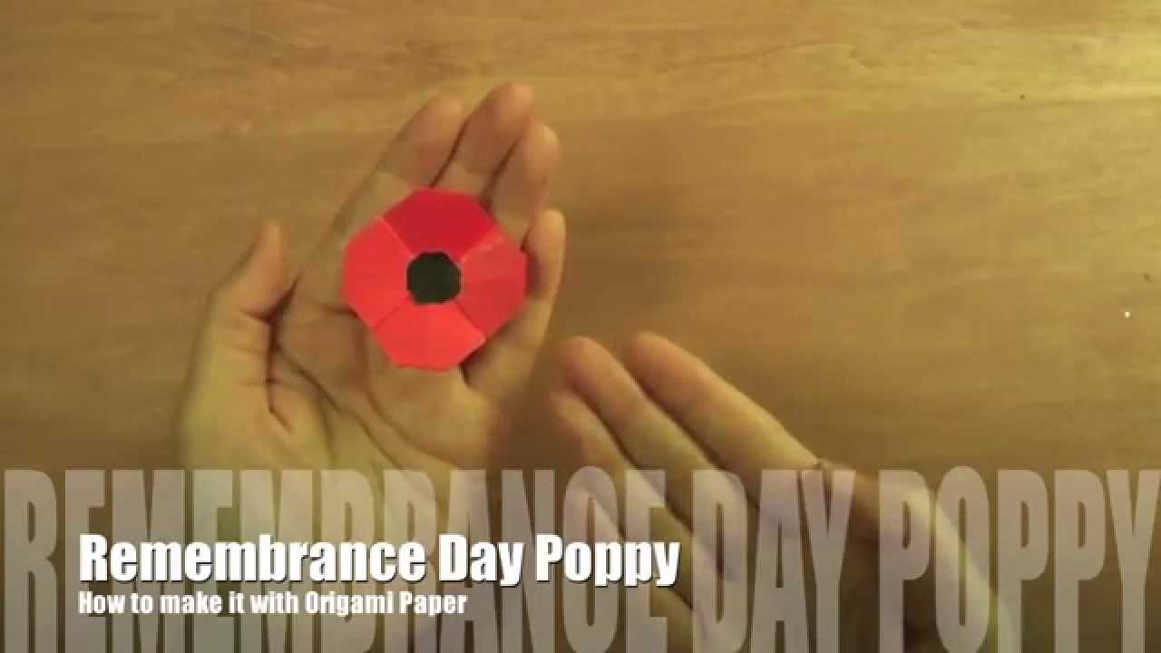 How to make Remembrance Day Poppy with Origami Paper   リメンバランスデーのポピー (作り方)