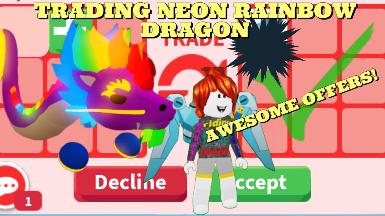 TRADING NEON RAINBOW DRAGON ADOPT ME! (Roblox) W F L?