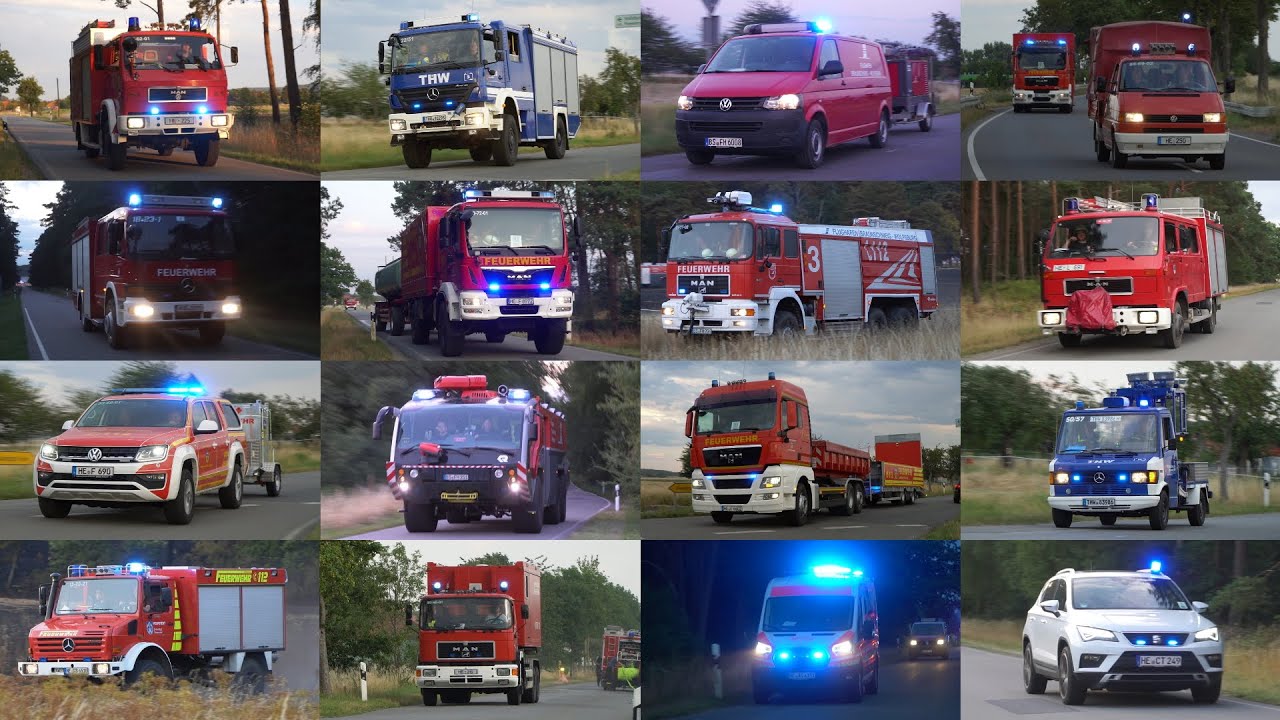 [WALDBRAND KÖNIGSLUTTER! | FLUGHAFENFEUERWEHR] Einsatzfahrten Feuerwehren HE, WF, WOB & BS, THW & RD