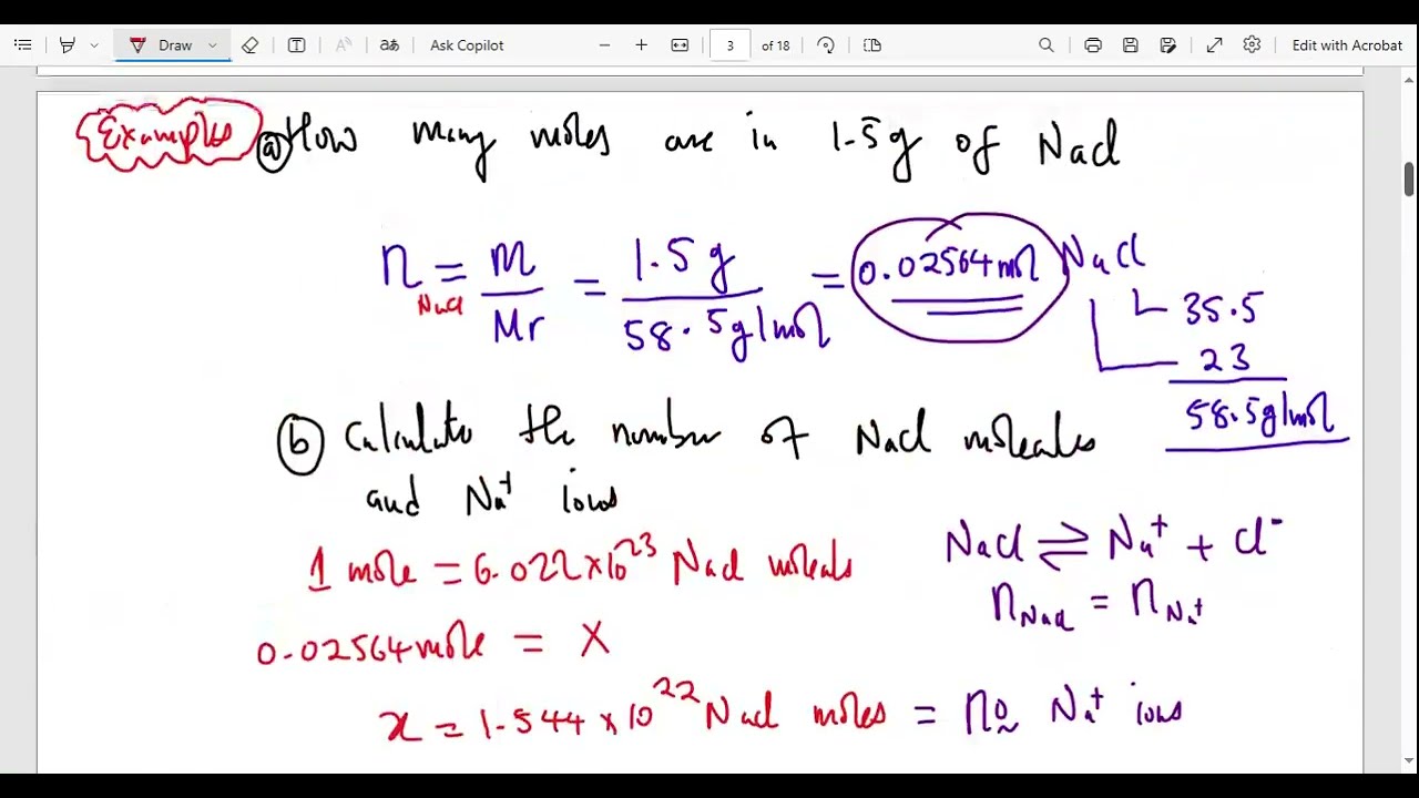 Mole calculations|| calculating number of moles, ions, atoms, molecules