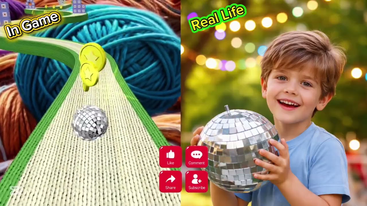 Going Balls ⚽🏈🎯 In Game vs Real Life Vs American little boy vs Split Screen | Going Balls Valley