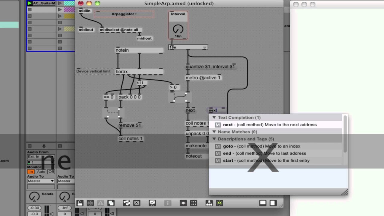 Ableton Max For Live, build a tempo synced Arpeggiator tutorial