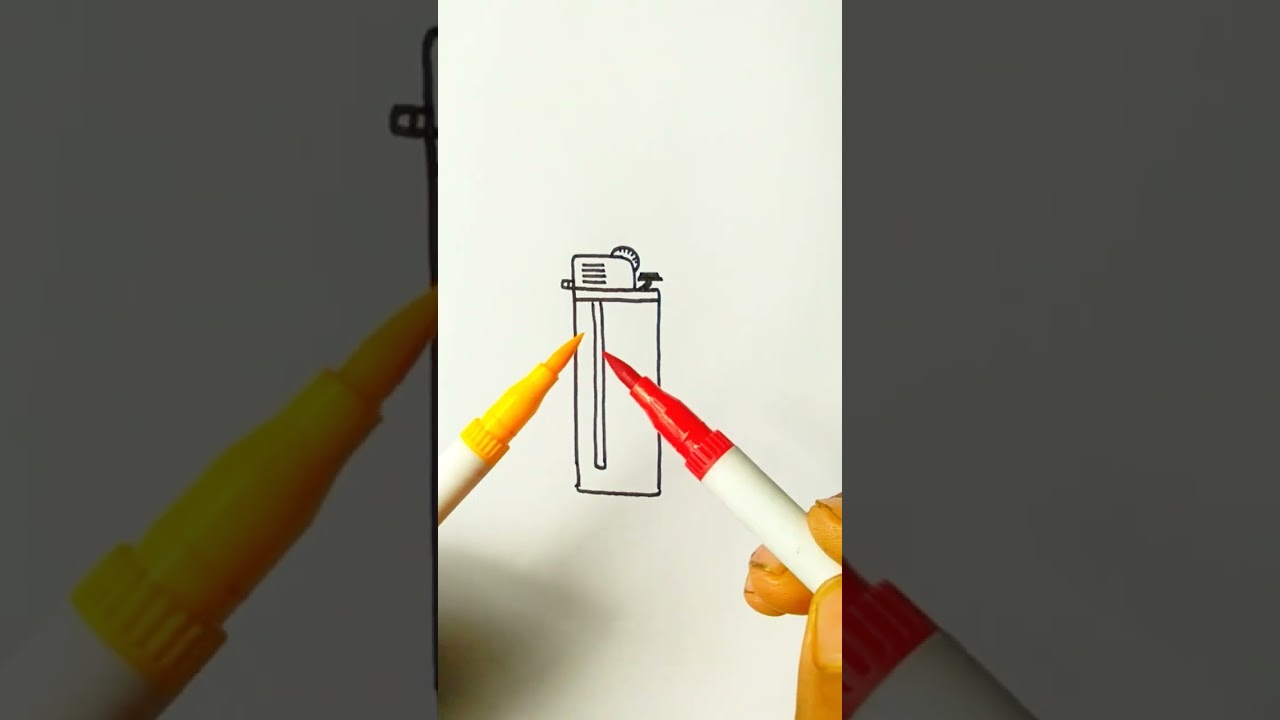 how to draw satisfying  gas lighter easy 