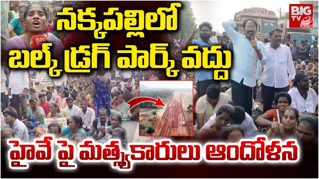 బల్క్ డ్రగ్ పార్క్ వద్దు | Nakkapalli Village People Protest at Highway | Bulk Drug Park | BIG TV