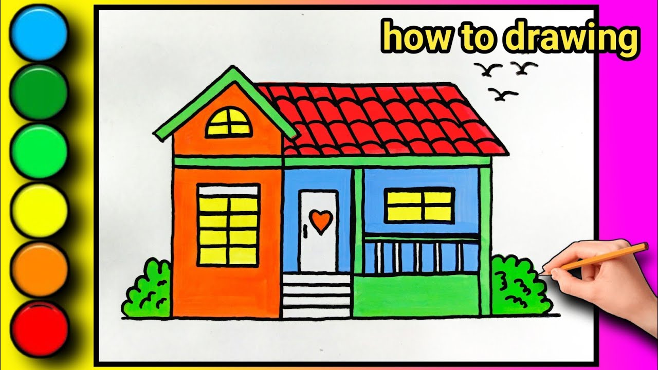 How to draw a house easly 🏠| ghar ka chitra | house drawing for kids