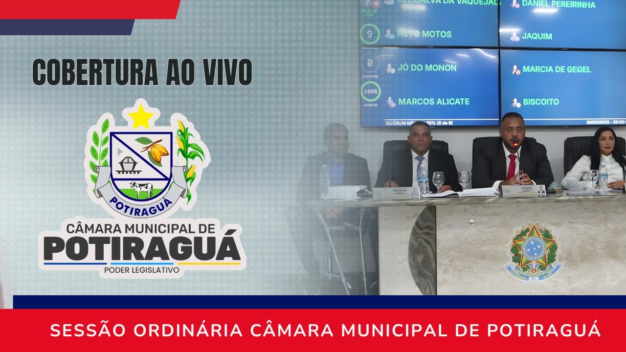 AO VIVO: Sess&atilde;o da C&acirc;mara de Vereadores de Potiragu&aacute; | COBERTURA TVC