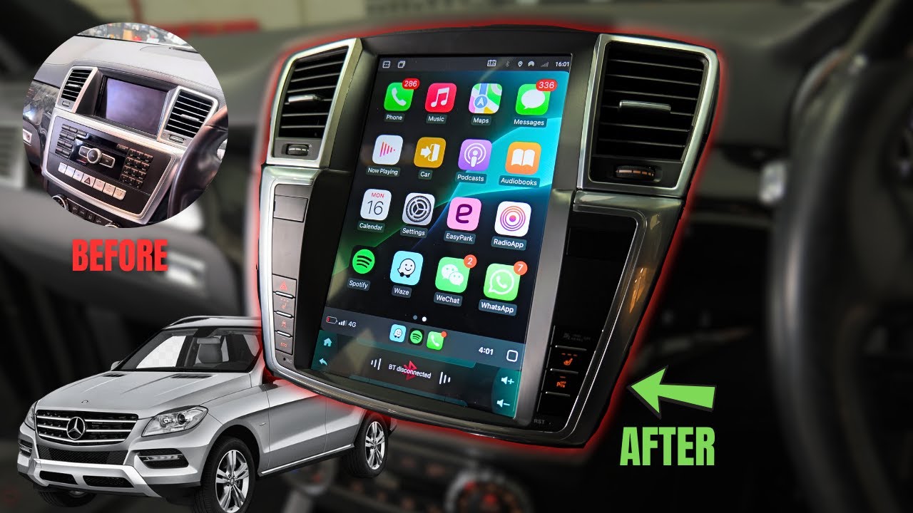 We Installed a TESLA SCREEN To a Mercedes ML! (2012-2018 Full Install / YouTube/Netflix/CarPlay)
