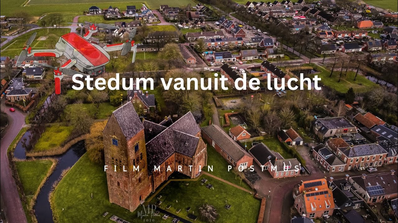 Stedum gezien vanuit de lucht gefilmd met drone