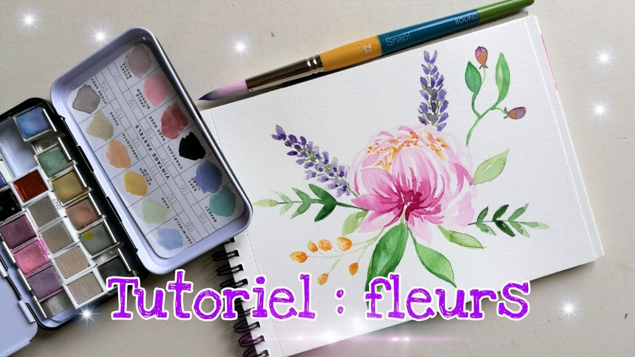 Tutoriel fleurs à l'aquarelle débutant. watercolor beginners