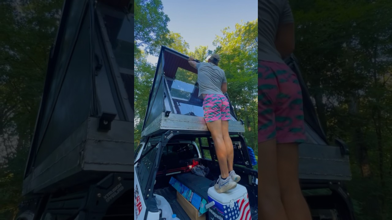 World&rsquo;s First (DIY) Hard-side roof camper #diy #shorts #diycamper #camping #camperbuild #tacoma