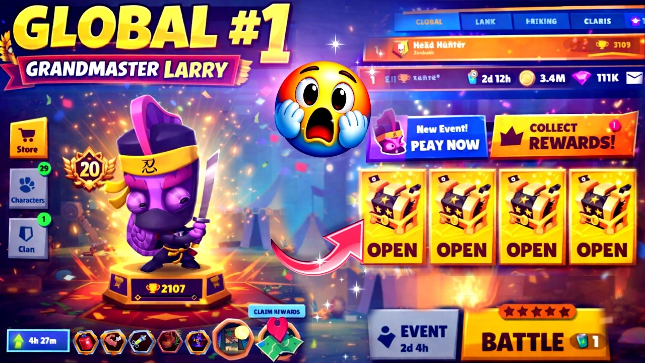 zooba i got 2100 trophies global 1 Larry 20 level full maxed all new character gameplay