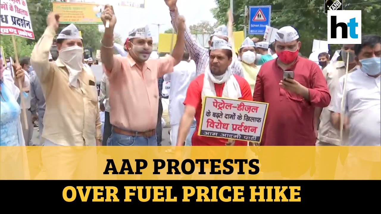 Watch: AAP workers protest in Delhi over rising fuel prices, detained by police