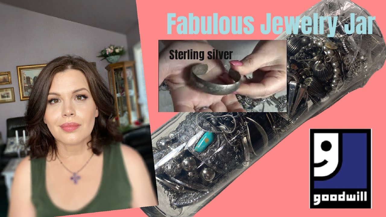 FABULOS   GOODWILL JEWELRY  JAR - Lots of sterling
