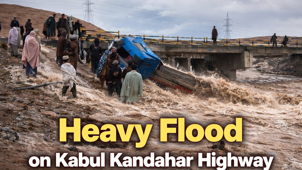 Heavy Flood on Kabul&ndash;Kandahar Highway | Truck Accident Shocks Locals - خطرناکه سیلابونه 
