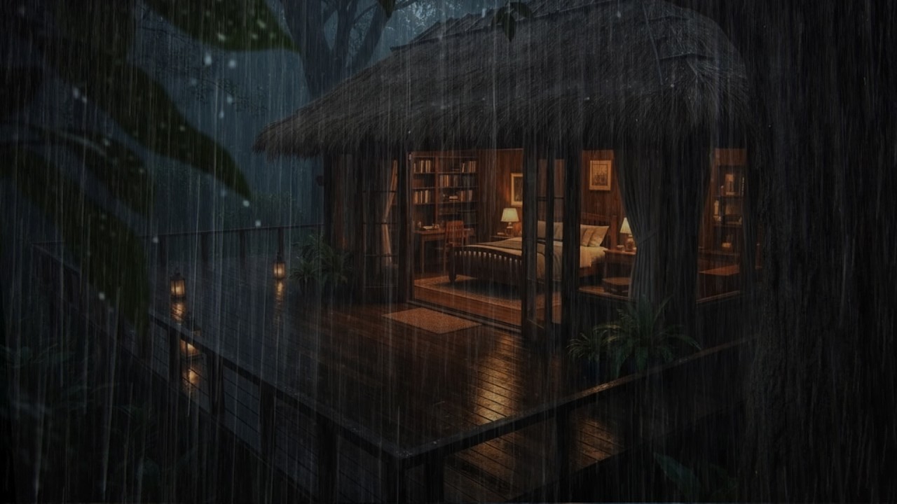 Cozy Forest Bedroom Rain Sounds 🌧 Night Rain for Deep Sleep & Relaxation