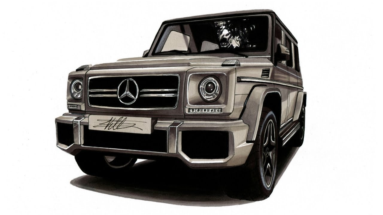 Realistic Car Drawing - Mercedes Benz G-Class - Time Lapse