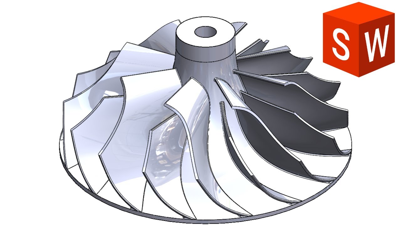 Упражнение по проектированию лопаток центробежного импеллера | Solidworks 2022