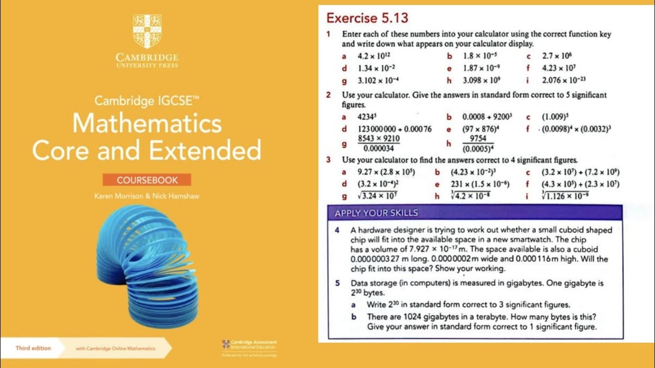Exercise 5.13 Cambridge IGCSE Mathematics Core and Extended