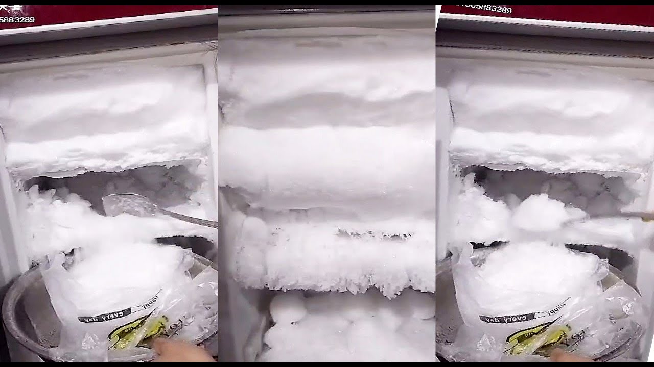 ASMR RED Freezer BUILD-UP Frost Scraping w/ Spatula | Frost Eating ❄