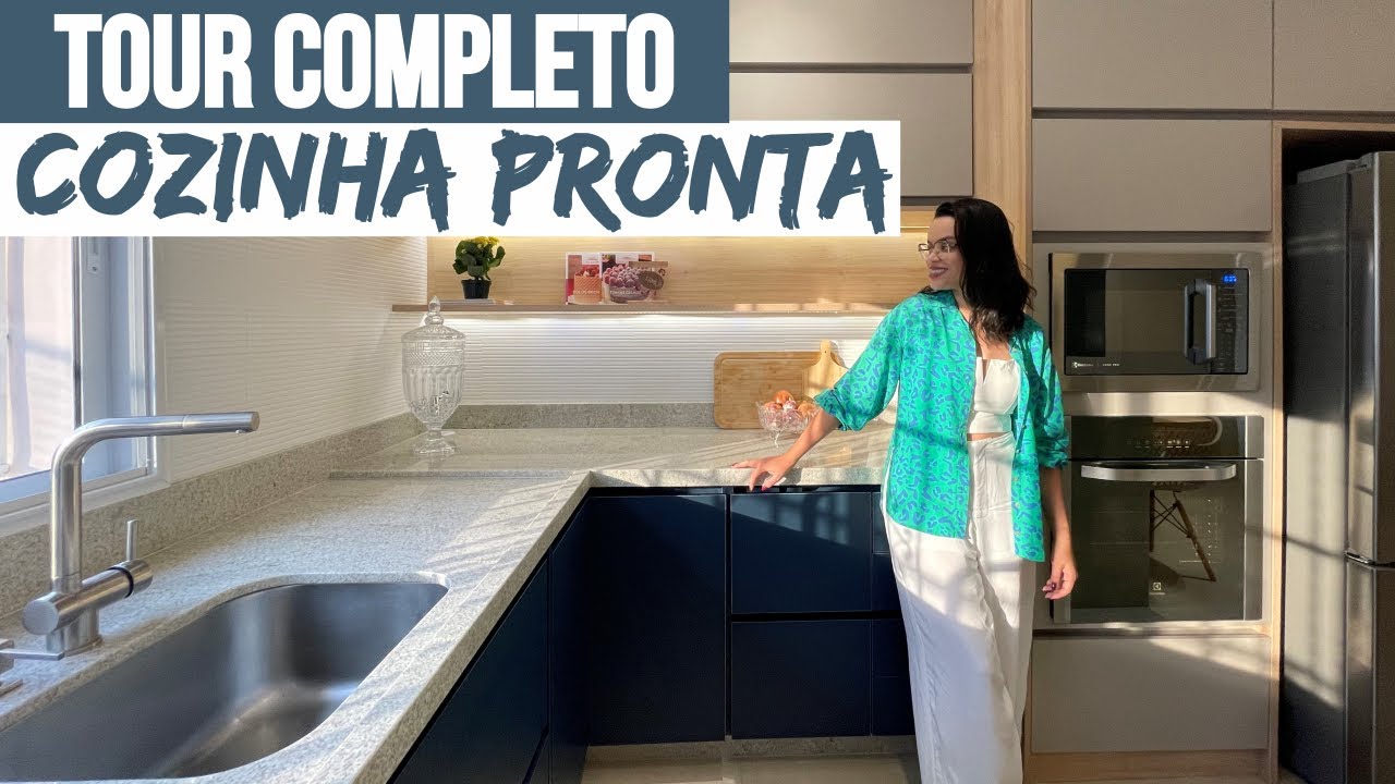 COZINHA DELICADA COM TOQUE DE AZUL - TOUR COMPLETO | COZINHA PRONTA - Mariana Cabral