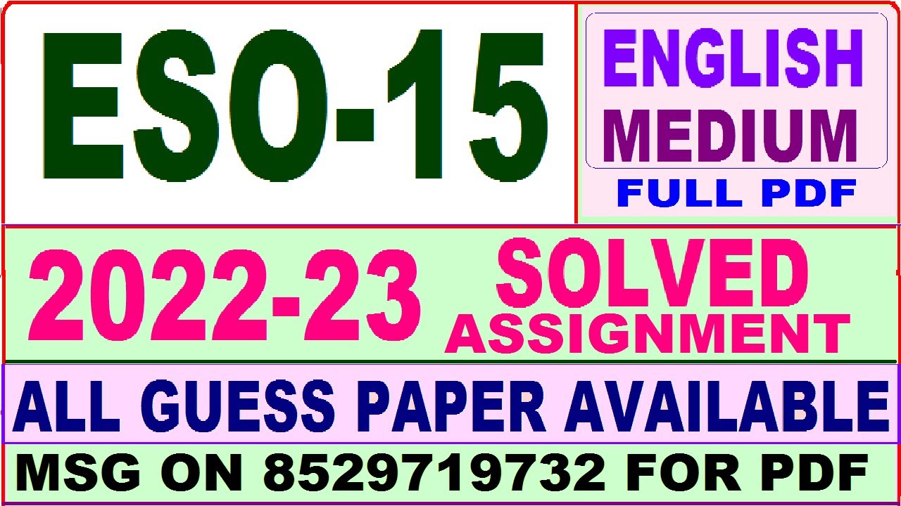 eso 15 solved assignment 2022-23 / eso 15 solved assignment in English / ignou ba sociology solved