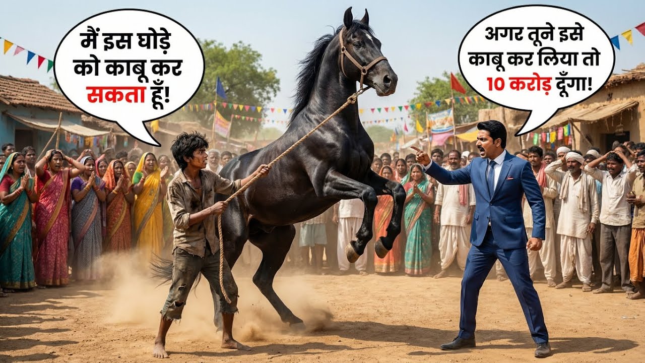 “मैं इस घोड़े को काबू कर सकता हूँ!”… अमीर बोला — कर दिखाया तो 10 करोड़ दूँगा 😱 