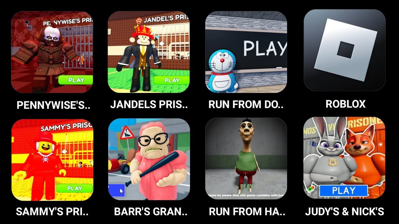 PENNYWISE'S PRISON RUN, SAMMY'S PRISON RUN, JANDEL'S PRISON RUN, JUDY'S & NICK'S PRISON RUN, ROBLOX