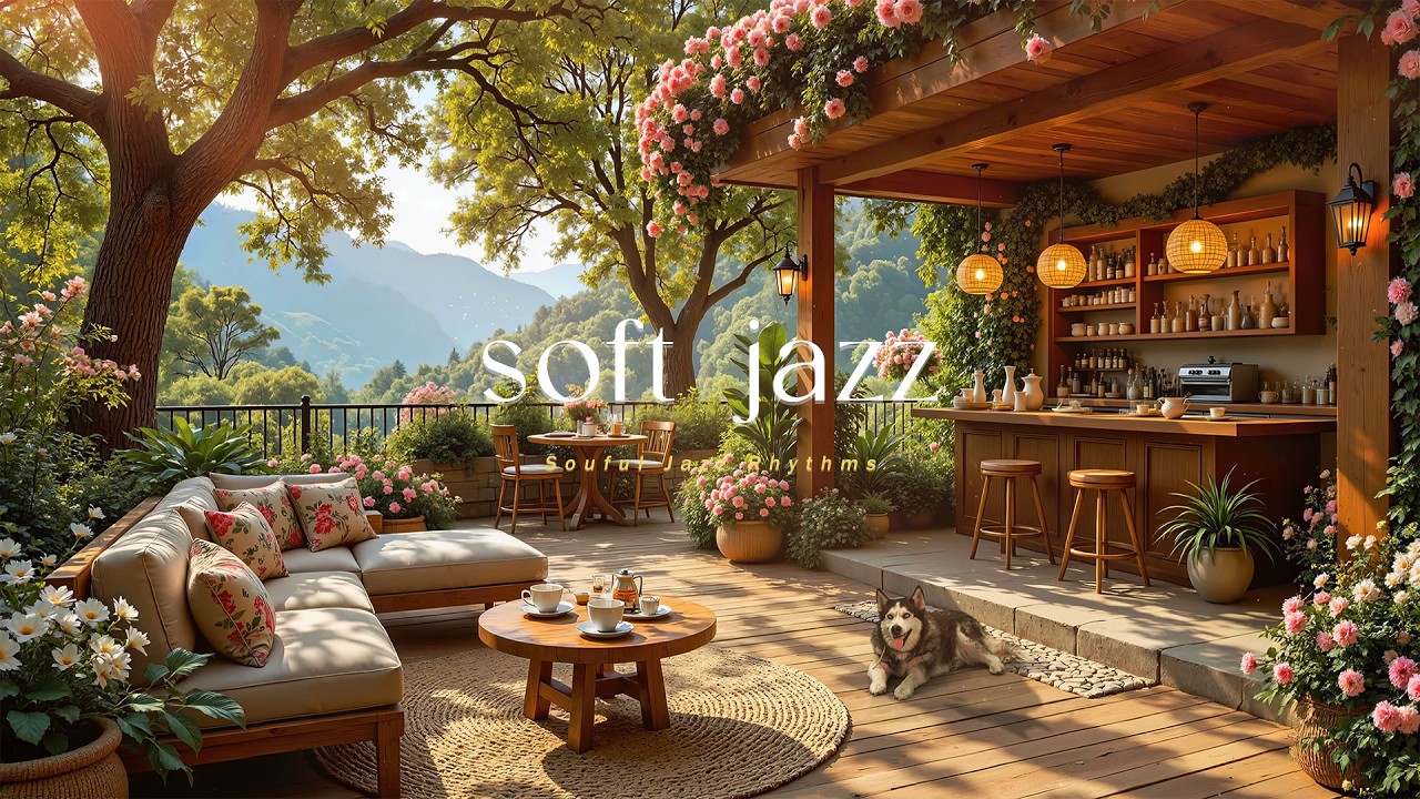 Peaceful Morning Spring Jazz in a Forest Balcony | Soft Jazz & Nature Therapy for Relax, Focus